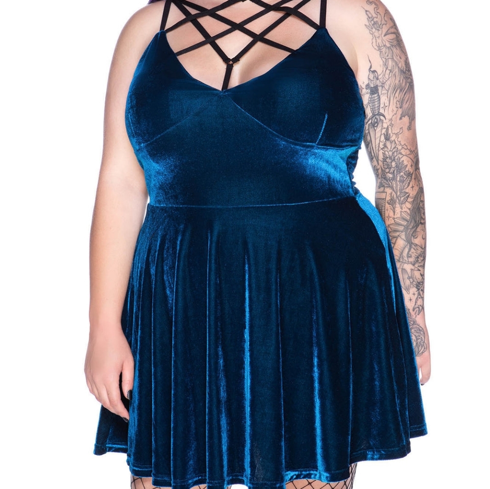 Killstar Magica Blue Velvet Dress 3XL